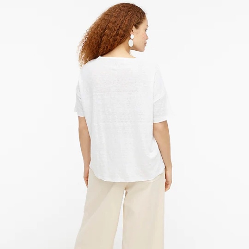 J Crew Relaxed Linen Scoopneck T-Shirt - Picture 2 of 5